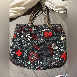 Coach Black and Red poppy  Tote Bag